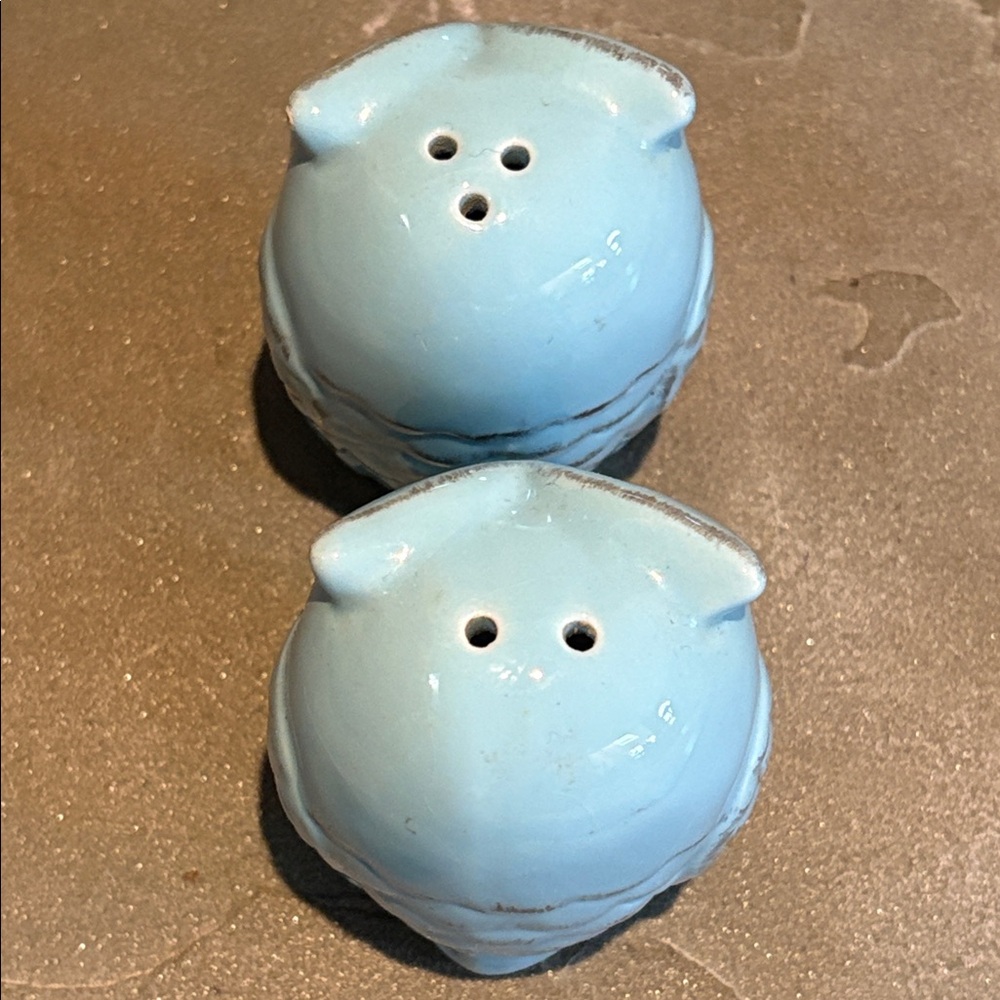 Owl Salt & Pepper Shakers Blue Vintage look - Picture 8 of 11